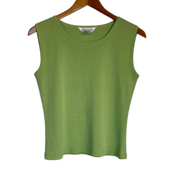 Misook Exclusively Top Women‎ X Small Petite Lime Green Sleeveless Minimalist - Picture 1 of 7